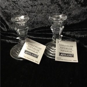 Set of 2 Ashland Glass Candleholders NWT